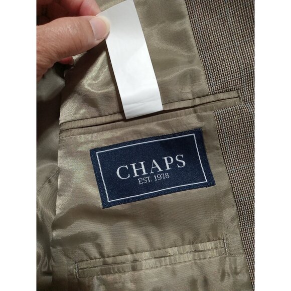 CHAPS Mens Blazer 40R BROWN BLACK Preowned Coat Jacket Sport ? Used Formal - Picture 3 of 14